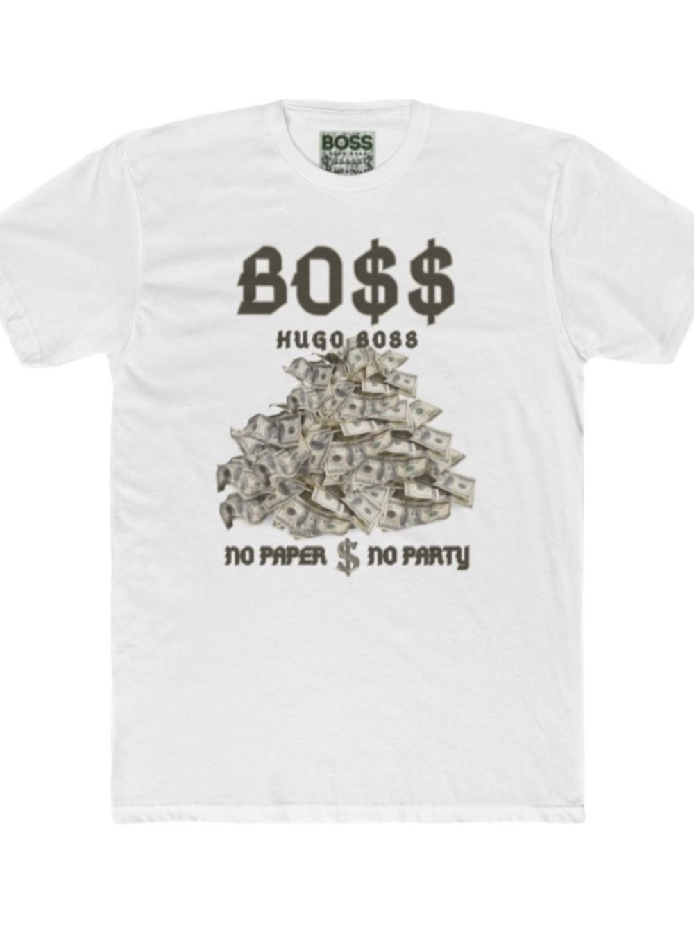 Boss "no paper no party logo" fitted designer t-shirt. 4 COLORS